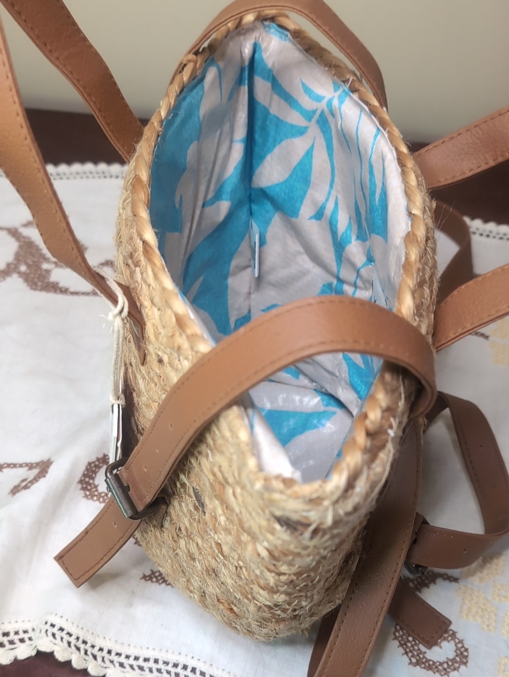 The Shore Break Picnic Cooler Straw Tote Bag by XIX-PALMS - Picture 4 of 6